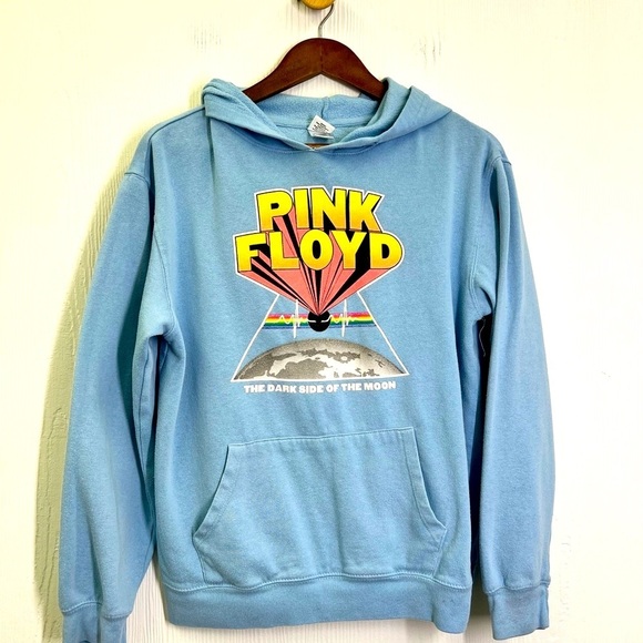 Pink Floyd - The Dark Side Of The Moon Graphic Baby Blue Hoodie Size Large - Picture 8 of 11